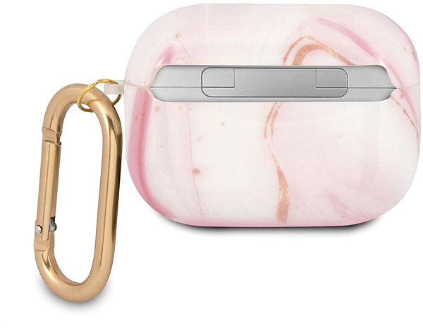 Kopfhörer-Hülle Guess TPU Shiny Marble Hülle für Apple Airpods Pro pink Rückseite