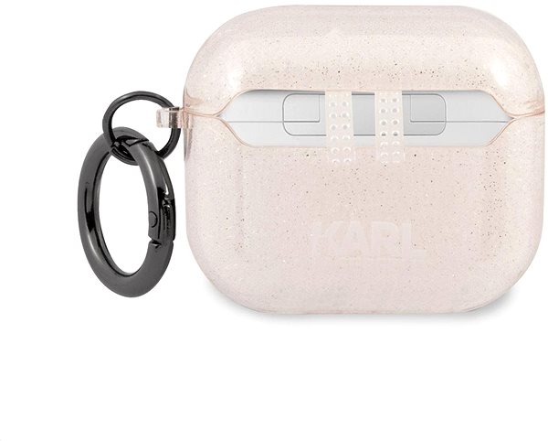Puzdro na slúchadlá Karl Lagerfeld TPU Glitter Choupette Head Puzdro pre Apple Airpods 3 Gold Zadná strana