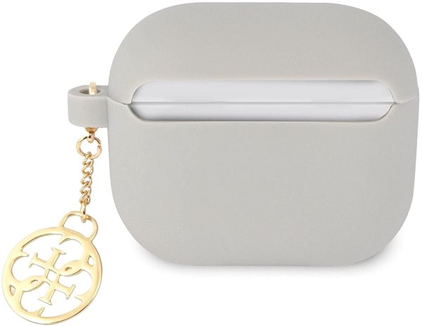 Puzdro na slúchadlá Guess 4G Charms Silikónové Puzdro na Apple Airpods 3 Grey Zadná strana