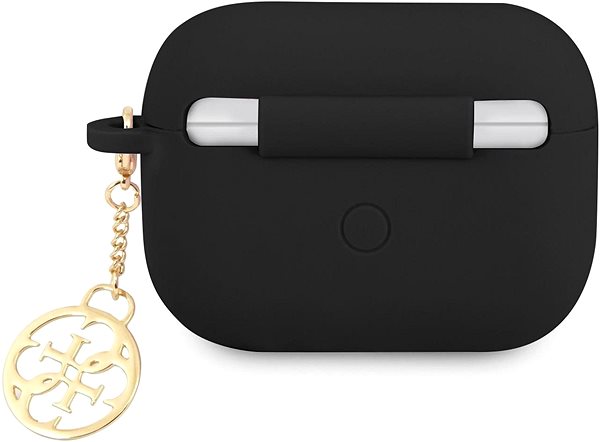 Puzdro na slúchadlá Guess 4G Charms Silikónové Puzdro na Apple Airpods Pro Black Zadná strana
