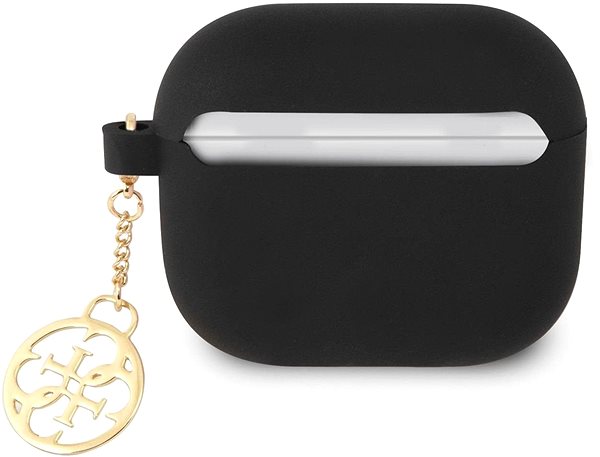 Puzdro na slúchadlá Guess 4G Charms Silikónové Puzdro na Apple Airpods 3 Black Zadná strana