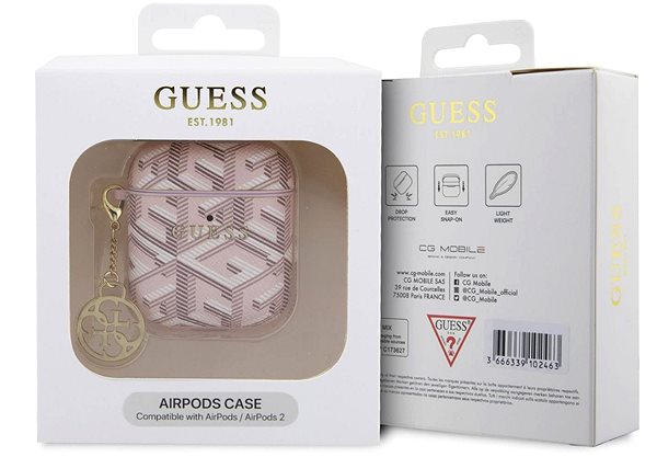 Fülhallgató tok Guess PU G Cube Charm tok AirPods 1/2 Pink ...