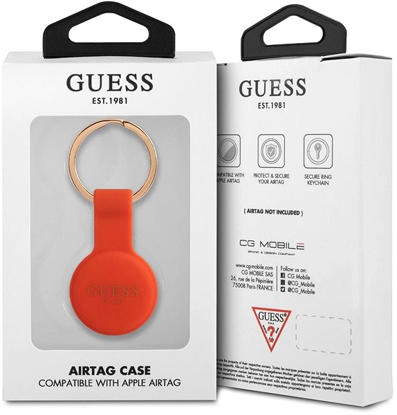 AirTag Key Ring Guess Liquid Silicone Classic Logo AirTag Case Orange Packaging/box