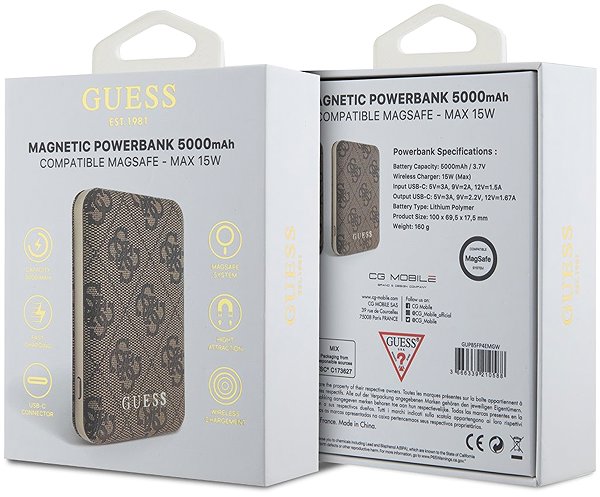 Powerbank Guess PU 4G MagSafe Powerbanka 5000mAh Brown ...