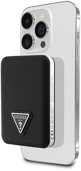Guess PU Grained Triangle Logo MagSafe power bank 5000mAh Black .
