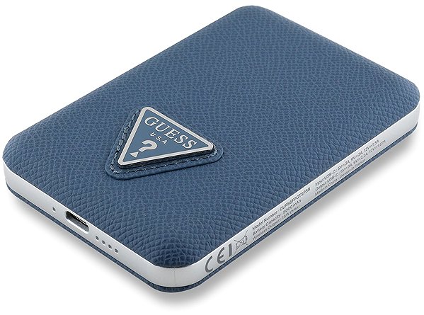 Power Bank Guess PU Grained Triangle Logo MagSafe Powerbank 5000mAh Blue ...