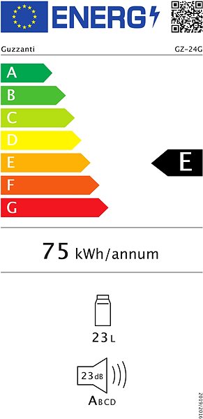 Hűtővitrin Guzzanti GZ 24G Energia címke