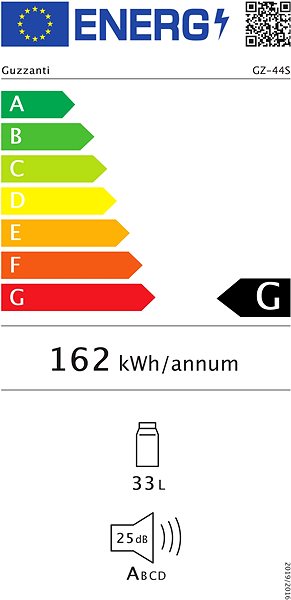 Small Fridge GUZZANTI GZ 44S Energy label