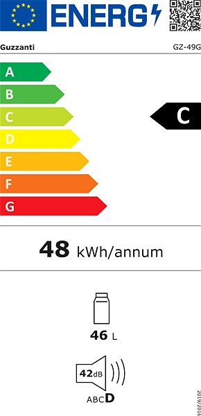 Hűtővitrin GUZZANTI GZ 49G Energia címke