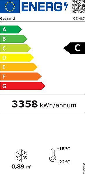 Upright Freezer GUZZANTI GZ 487 Energy label