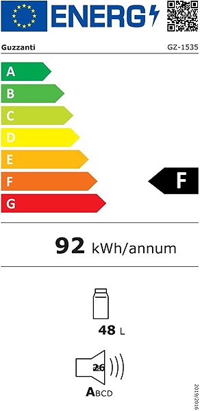Wine Cooler GUZZANTI GZ 1535 Energy label