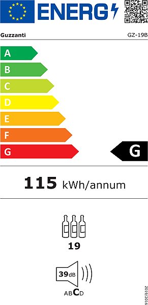 Beépíthető borhűtő GUZZANTI GZ 19B Energia címke