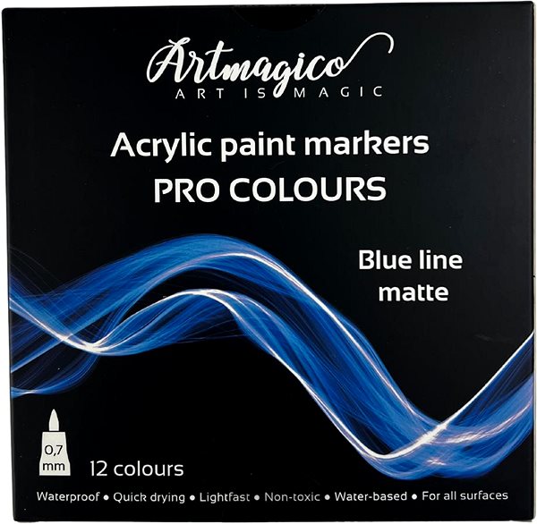 Popisovače Artmagico Pro Blue Line akrylové fixky, modré odtiene, 12 ks ...