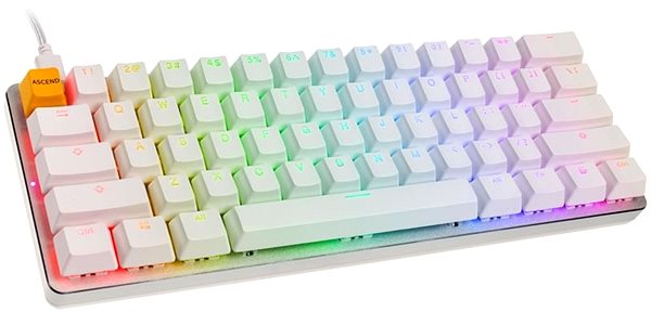 Gaming-Tastatur Glorious GMMK Compact White Ice Edition - Gateron-Brown - US - weiß Seitlicher Anblick