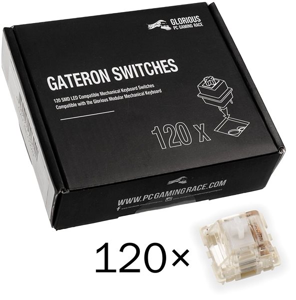 Mechanické spínače Glorious Gateron Clear Switches 120 ks ...