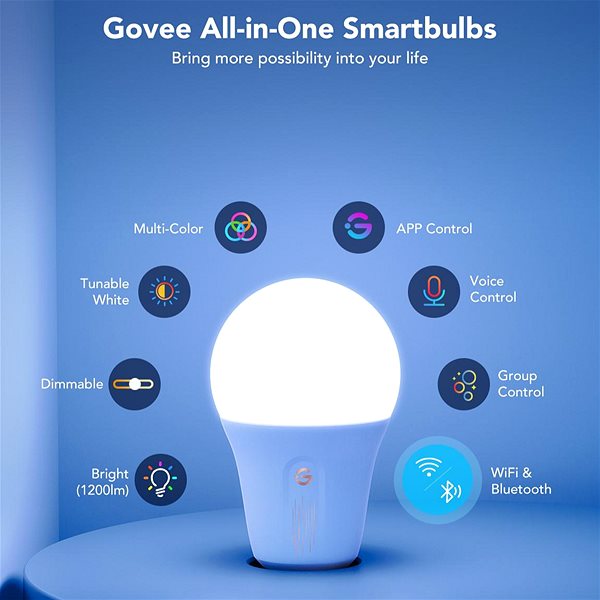 LED izzó Govee Smart RGBWW 12W - 85W, 1200lm, E27, Long Life ...