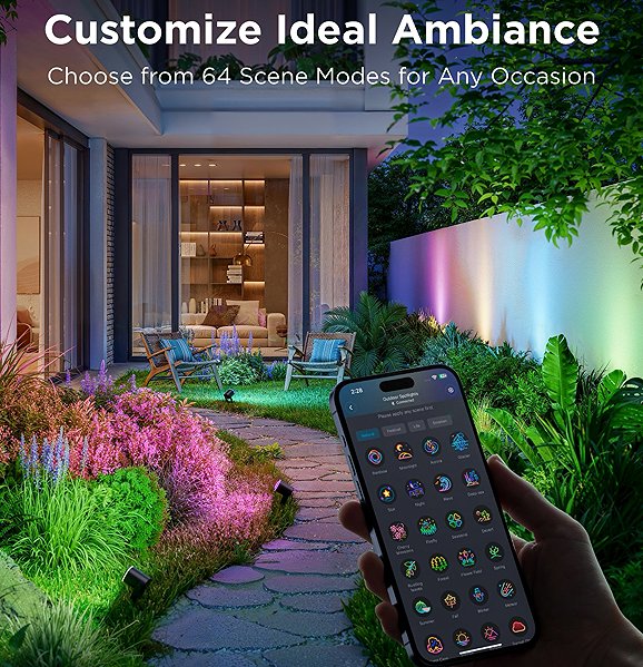 LED Reflector Govee RGBWW Smart Garden Spotlights, 750 lm Matter, 2 pcs ...
