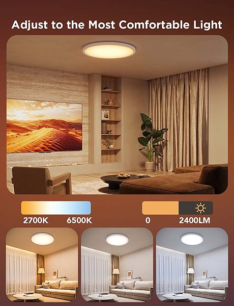 Mennyezeti lámpa Govee RGBICWW okos kerek mennyezeti lámpa, 2400 lm, 30 cm, Matter kompatibilis ...
