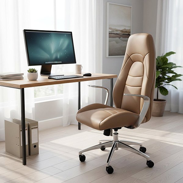 Office Armchair HALMAR Sleek, brown ...