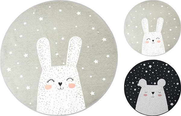 Koberec H&L Detský koberček Bunny 120 cm sivý ...