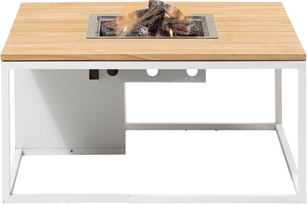 Garden Table COSI- Cosiloft 100 Gas Fire Pit Table White Frame / Wooden Top Screen