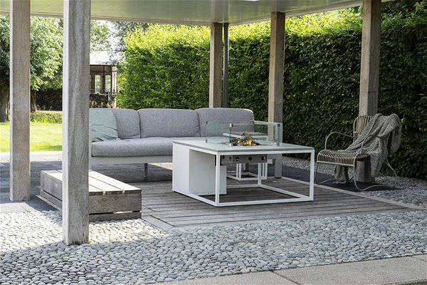 Garden Table COSI- Cosiloft 100 Gas Fire Pit Table White Frame / Grey Top Lifestyle