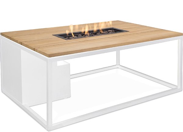 Garden Table COSI- Cosiloft 120 Gas Fire Pit Table White Frame / Wooden Top Lateral view