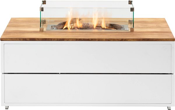 Garden Table COSI- Cosipure 120 Gas Fire Pit Table White Frame / Wooden Top Screen