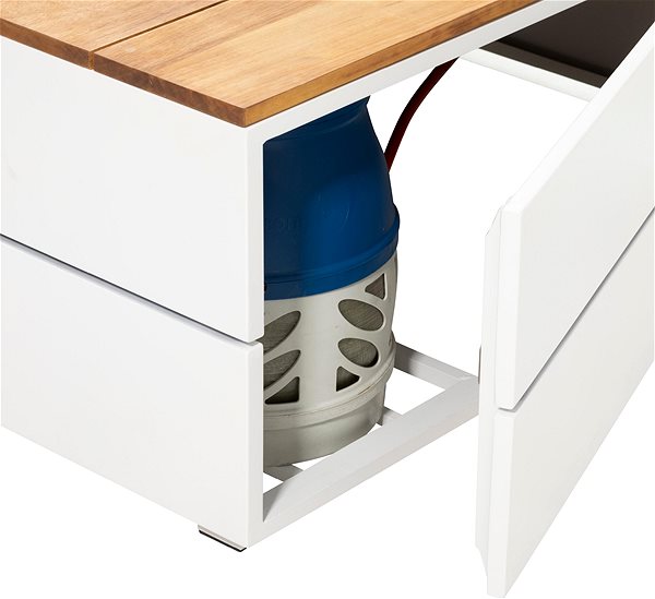 Garden Table COSI- Cosipure 120 Gas Fire Pit Table White Frame / Wooden Top Features/technology