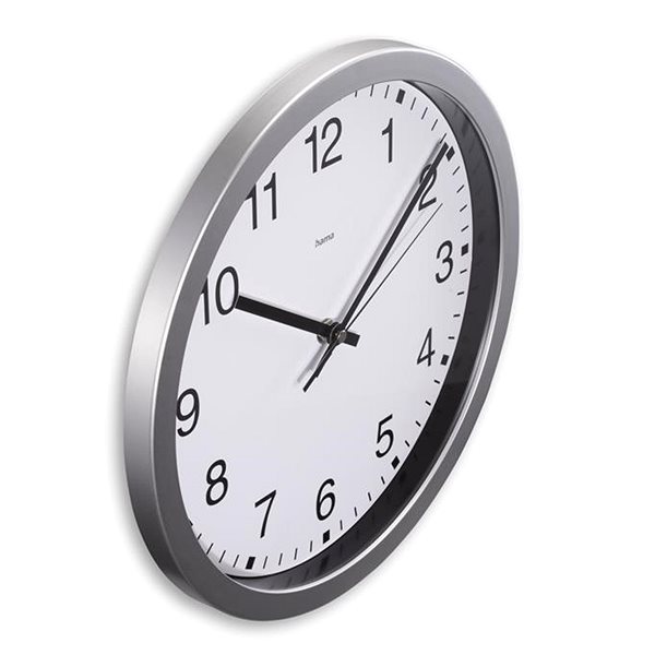 Wall Clock Hama Mallorca diameter 30 cm, silent running, silver ...