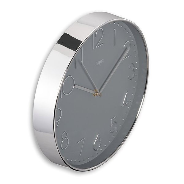 Wall Clock Hama Corsica 30 cm, silent running, silver/grey ...