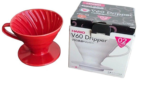 Hario Dripper V60-02 ceramic coffee dripper, red.