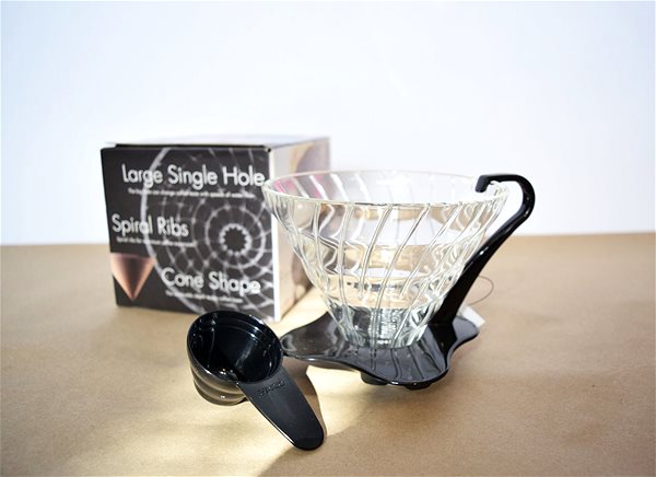 Filteres kávéfőző Hario Dripper V60-03, üveg, fekete ...