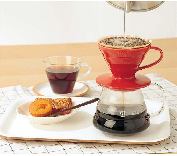 Prekvapkávací kávovar Hario DripperV60-01, keramický, červený ...