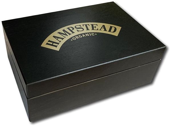Čaj Hampstead Tea luxusná čierna drevená kazeta mix vrecúškových BIO čajov 78 ks – 6 druhov ...