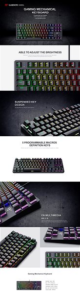 Gaming Keyboard Havit Gamenote Mechanical Gaming Keyboard KB869L, Black - EN Features/technology
