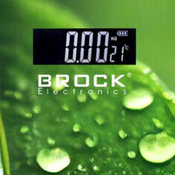 Bathroom Scale Brock Personal scale, digital, max 180 kg, with thermometer, 2 AAA batteries, leaf motif ...