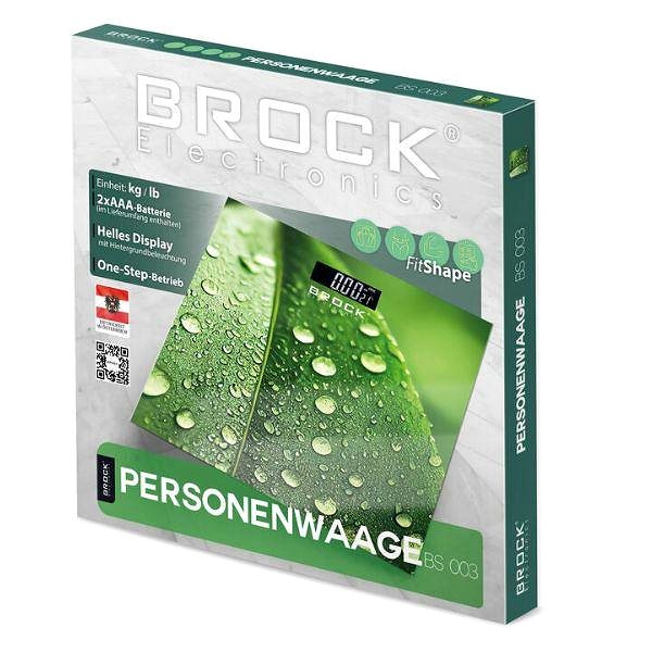 Bathroom Scale Brock Personal scale, digital, max 180 kg, with thermometer, 2 AAA batteries, leaf motif ...