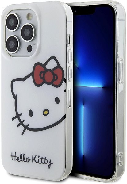 Telefon tok Hello Kitty IML Head Logo iPhone 15 Pro fehér tok ...