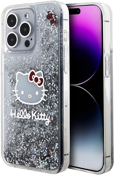 Telefon tok Hello Kitty Liquid Glitter Electroplating Head Logo iPhone 15 Pro Max átlátszó tok ...