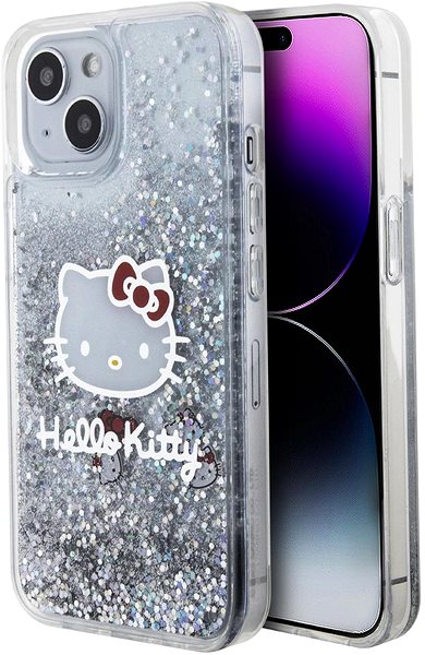 Handyhülle Hello Kitty Liquid Glitter Electroplating Head Logo Backcover für das iPhone 15 Transparent ...