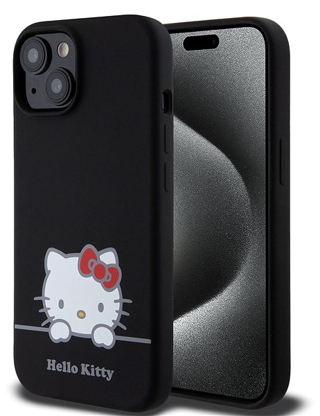 Handyhülle Hello Kitty Liquid Silicone Daydreaming Logo Backcover für das iPhone 15 Black ...