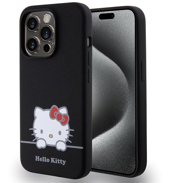 Kryt na mobil Hello Kitty Liquid Silicone Daydreaming Logo Zadný Kryt na iPhone 15 Pro Black ...