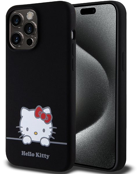 Telefon tok Hello Kitty Liquid Silicone Daydreaming Logo iPhone 15 Pro Max fekete tok ...