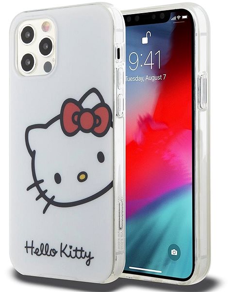 Telefon tok Hello Kitty IML Head Logo iPhone 12/12 Pro fehér tok ...