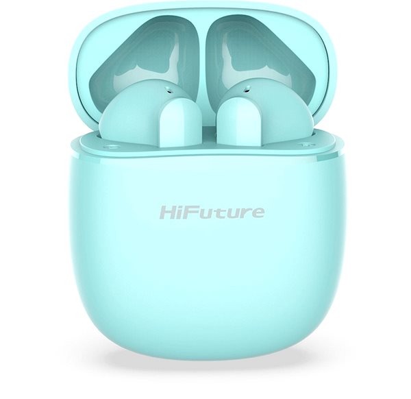 Wireless Headphones HiFuture ColorBuds Light Blue Screen