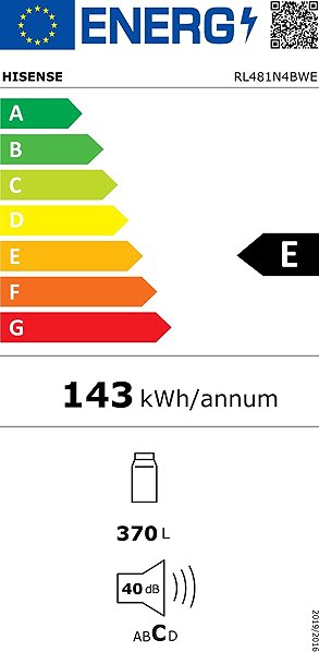 Refrigerator HISENSE RL481N4BWE Energy label