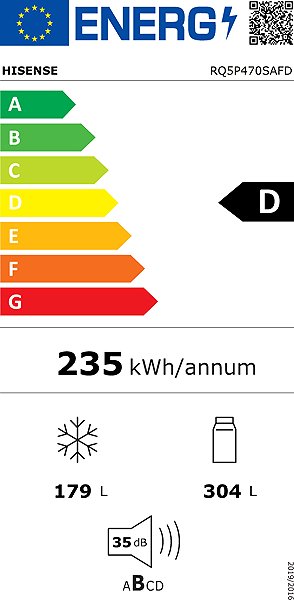 American refrigerator HISENSE RQ5P470SAFD Energy label