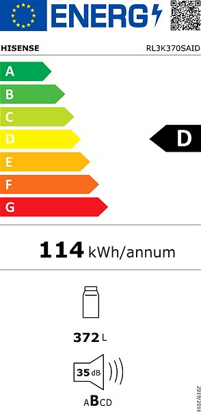 HISENSE RL3K370SAID Refrigerator Energy label