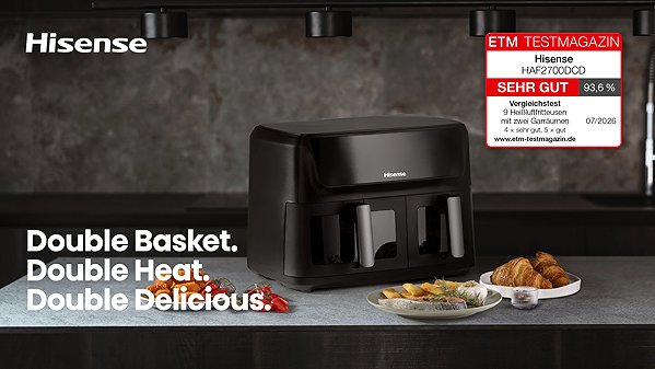 Heißluftfritteuse HISENSE HAF2700DCD Double basket ...